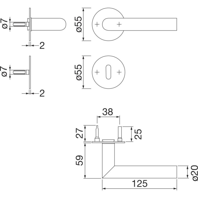 Rozetové dveřní kováni AMSTERDAM, plochá rozeta