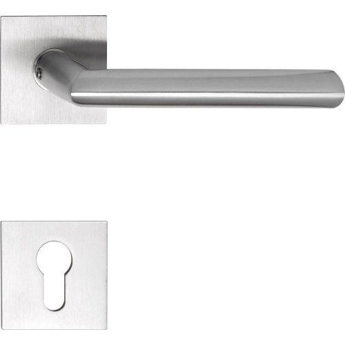 Nerezové interiérové kliky na dveře GLASGOW - Tvar rozety: hranatá, Provedení rozety: Rozeta WC
