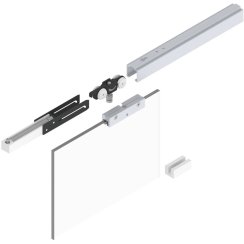 HELM 53 sada kování na strop sklo 50 kg kolejnice 1700 mm 1 tlumení stříbrná