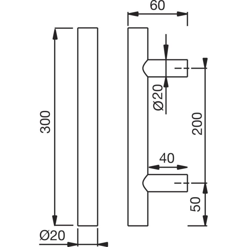 Dveřní madlo MARCHESI 4801 rovné, M6, nerez mat