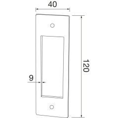 Mušľa na posuvné dvere 40 x 110 mm hranatá, čierna oceľ