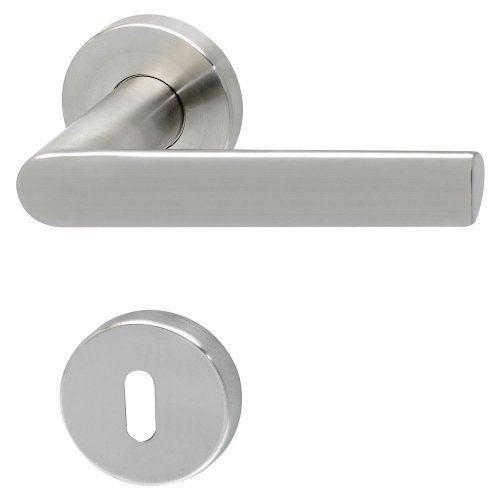 Interiérové nerezové kliky na dveře DOVER - Tvar rozety: kulatá, Provedení rozety: Rozeta WC, Tloušťka rozety: Vystoupená