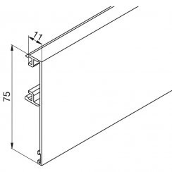 Kryt kolejnice pro dřevěné/skleněné dveře výška 75 mm SOLIDO 80/HELM 73/HELM 140 stříbrný