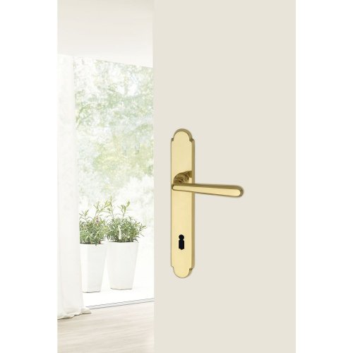Kľučky na dvere ALT-WIEN, interiérové, kľučka-kľučka, mosadz, dlhý štítok - Povrchová úprava: Leštená, Prevedenie rozety: Rozeta WC