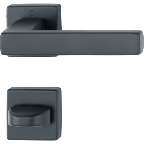 Kľučky na dvere AUSTIN, interiérové, kľučka-kľučka, hliník čierny - Prevedenie rozety: Rozeta WC