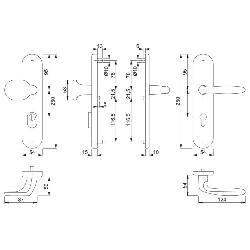 Bezpečnostní kování s krytím vložky VERONA, klika-koule