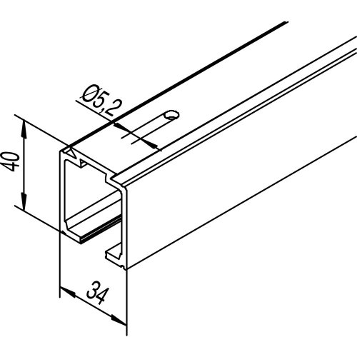 Pojezdová kolejnice na posuvné dveře HELM 140, hliník