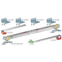 Sada kování Terno Scorrevoli pro posuvné dveře, tlumení oboustranné, nosnost 40 kg, bez kolejnice