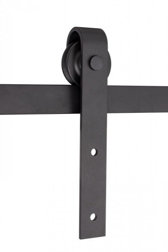 Sada kování pro posuvné dveře Barnio Simple černá ocel, 2 000 mm, do 80 kg - Tloušťka dveřního křídla: 30 - 40mm, Tlumení: S tlumením
