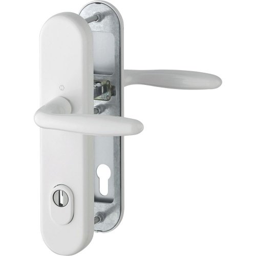 Bezpečnostné kovanie na vchodové dvere VERONA, kľučka-kľučka - Povrchová úprava: Strieborná, Štvorhran: plný rýchloštvorhran QuickFit 8, Zakrytie vložky: Bez zakrytia
