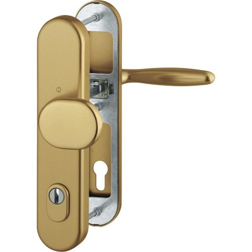 Bezpečnostné kovanie na vchodové dvere VERONA, kľučka-kľučka - Povrchová úprava: Strieborná, Štvorhran: plný rýchloštvorhran QuickFit 8, Zakrytie vložky: Bez zakrytia