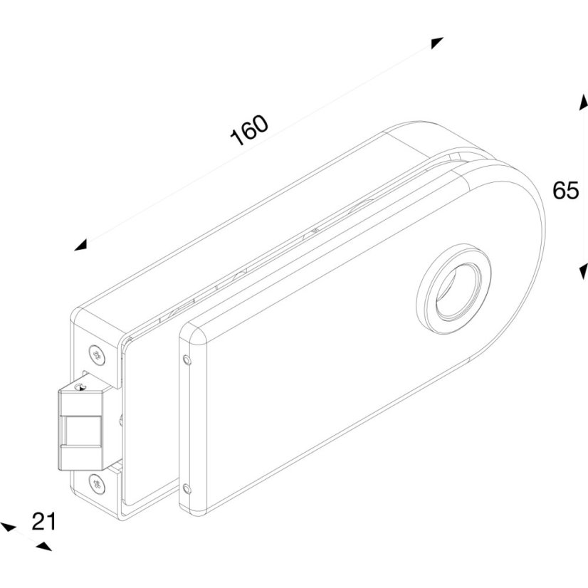 Zámek do dveří SOLIDO Studio Round 300, sklo 8 mm, nerez. ocel
