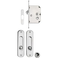 Sada Zámek + mušle pro posuvné dveře mosazný