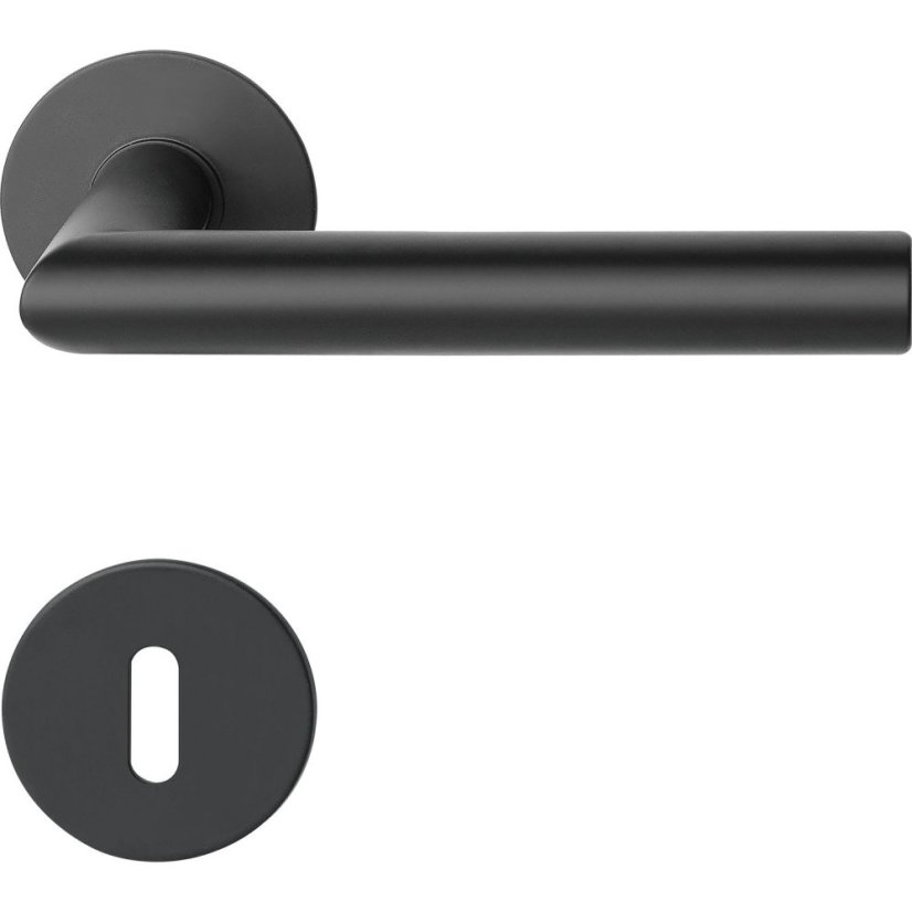 Dveřní kování NORWEGEN, interiérové, klika-klika, nerez, černý, ploch. rozeta