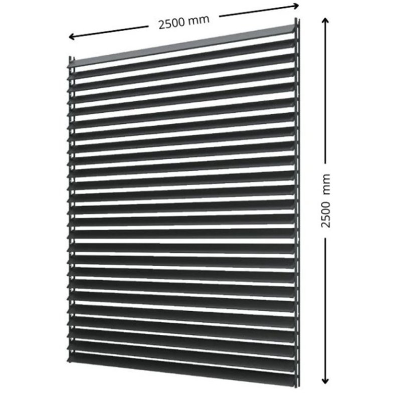 SAMKIT SET pro venkovní žaluzie z hliníku RAL 7016 (antracitová): V:2500, Š:2500mm