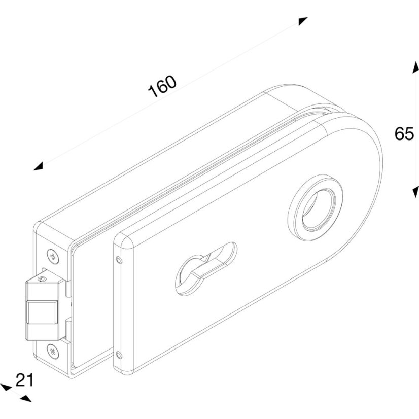 Zámek do dveří SOLIDO Studio Round 300, sklo 8 mm, nerez. ocel