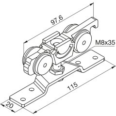 Pojazd na posuvné dvere HELM 53 s nosnou přírubou