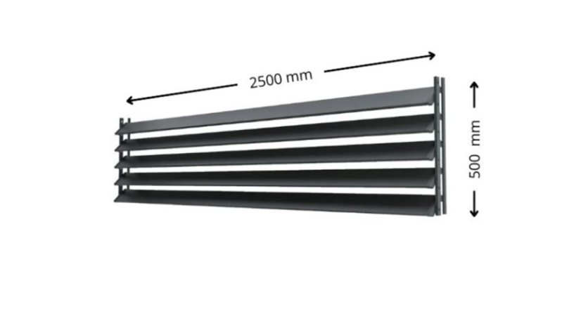 SAMKIT SET pro venkovní žaluzie z hliníku RAL 7016 (antracitová): V:500, Š:2500mm
