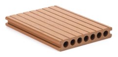 Terasové prkno G21 2,5 x 14,8 x 400 cm, Light Wood s kulatými výřezy, WPC