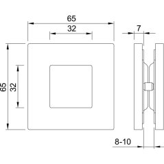 Mušle pro posuvné skleněné dveře 6405 hranatá, tl.skla 8 - 10 mm, nerez