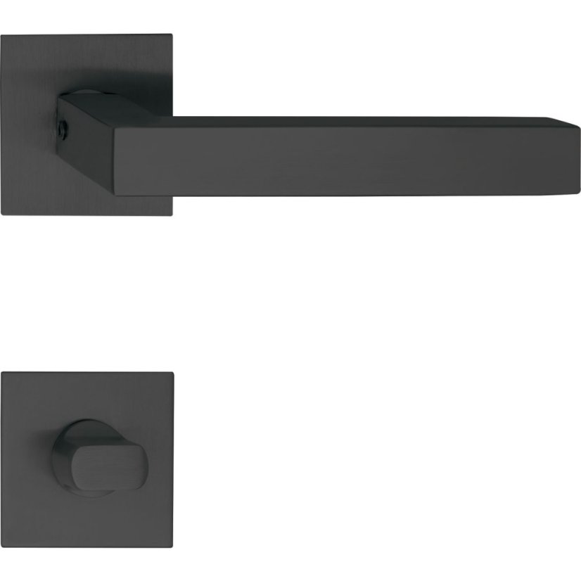 Dveřní kování MALMÖ, interiérové, klika-klika, černá, hranatá plochá rozeta