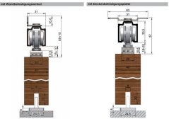 Sada kování pro posuvné dveře HELM 73, hliník do 80 kg (bez kolejnice)
