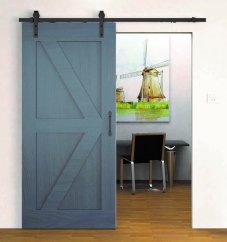 Sada kovania na posuvné dvere Barnio Simple čierna oceľ, 3 000 mm, do 80 kg