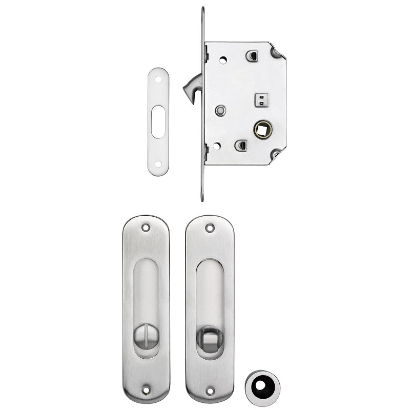 Sada Zámek + mušle pro posuvné dveře mosazný