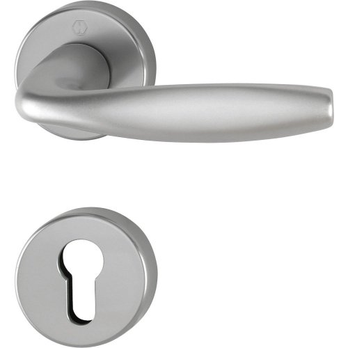 Rozetové dveřní kování NY - Povrchová úprava: Stříbrný elox, Provedení rozety: Rozeta PZ