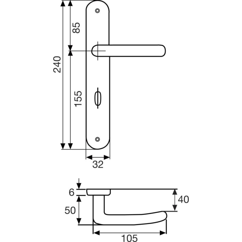 Dveřní kování ALT-WIEN, interiérové, klika-klika, mosaz, dlouhý štítek