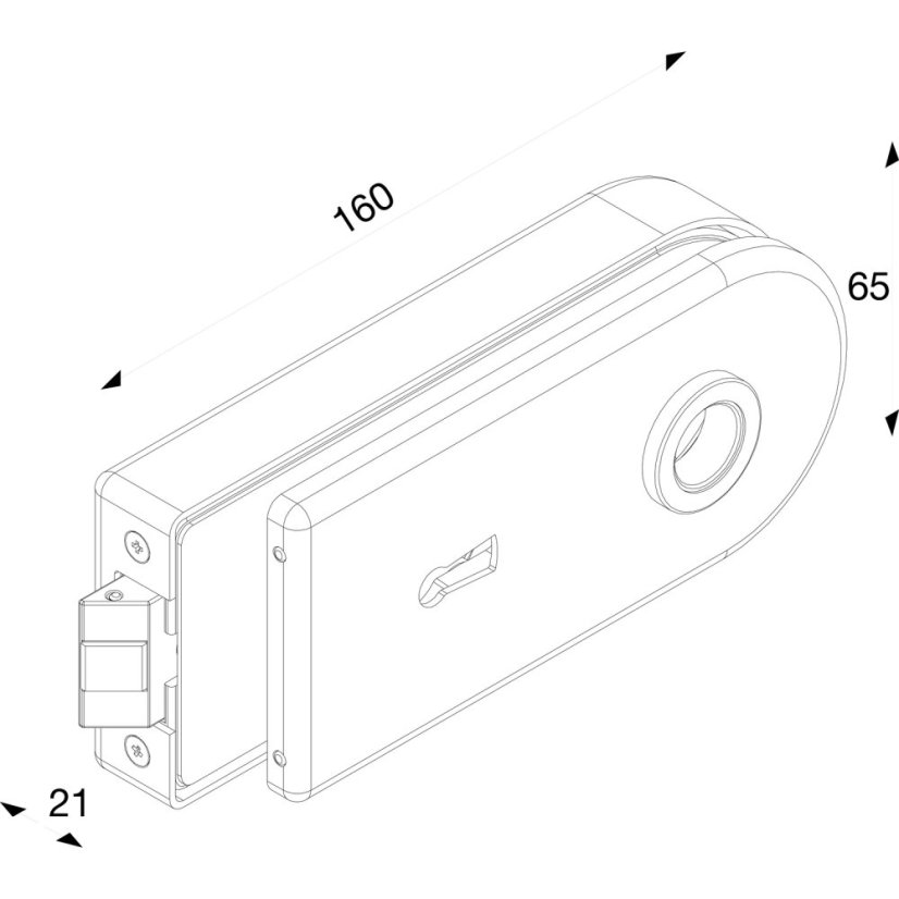 Zámek do dveří SOLIDO Studio Round 300, sklo 8 mm, nerez. ocel