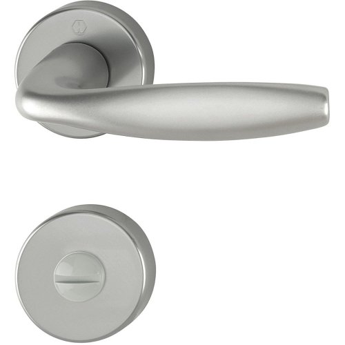 Rozetové dveřní kování NY - Povrchová úprava: Stříbrný elox, Provedení rozety: Rozeta WC