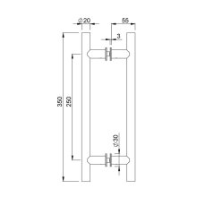 Dveřní madlo KWS 8142, 350 / 250 mm, o 20 mm, hliník černý mat