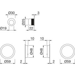 Mušle na posuvné dveře HOPPE - set 4920, bez zámku, kulaté, bez otvoru