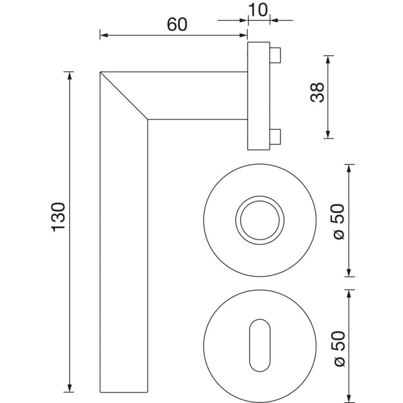 Designová sada kování GEHRUNG klika - klika,  vč. krytek na závěsy, černá