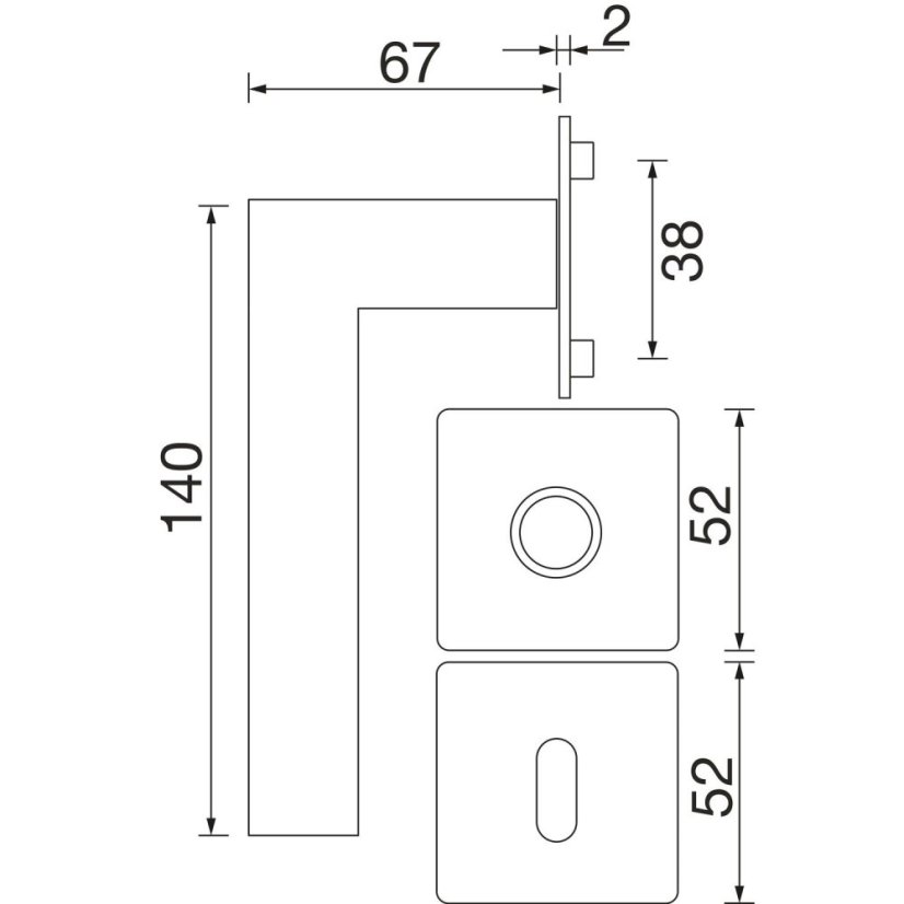 Dveřní kování MALMÖ, interiérové, klika-klika, černá, hranatá plochá rozeta