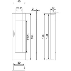 Plochá mušle pro posuvné dveře MARCHESI 155 x 45 x 2 mm, nerez černý