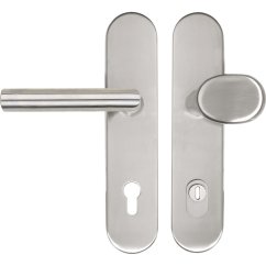 Bezpečnostní kování na vchodové dveře se zakrytím vložky GEHRUNG, klika-klika / klika-koule