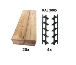SAMKIT SET black - 1200*2000mm (20ks modřínových desek a 4x samkit)