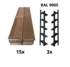 SAMKIT SET black - 1200*1500mm (15ks thermowood borovice desek a 3x samkit)