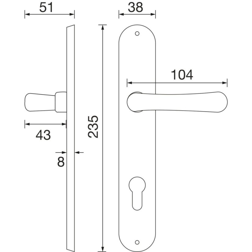 Dveřní kování ELEGANT 22, interiérové, klika-klika, chrom, dlouhý štítek