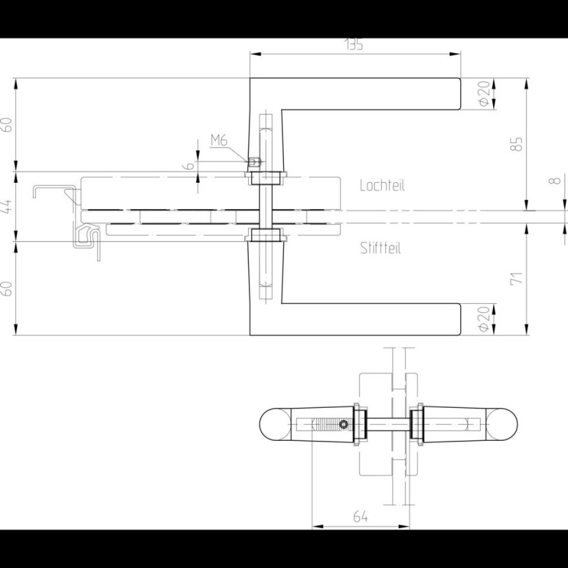 Klikový pár 10.328, tvar L, 8 mm, stříbrný elox