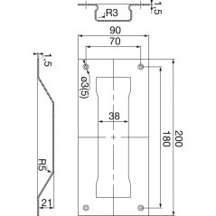 Mušle pro posuvné dveře MARCHESI, hranatá, 90 x 200, nerez mat