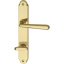 Kľučky na dvere ALT-WIEN, interiérové, kľučka-kľučka, mosadz, dlhý štítok - Povrchová úprava: Chróm, Prevedenie rozety: Rozeta WC