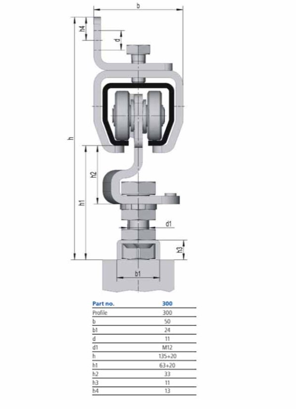 Sada kování pro posuvné dveře 6000 mm do 200 kg