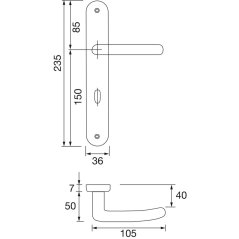Dveřní kování ALT-WIEN, interiérové, klika-klika, mosaz, dl. štítek s překrytím, OB
