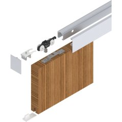 HELM 53 sada kování na stěnu dřevo 50 kg kolejnice 2100 mm s krytem stříbrná
