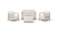 Zahradní nábytek Keter Scandi set dvousedadlová pohovka + 2 křesla + úložný stůl béžovo šedý