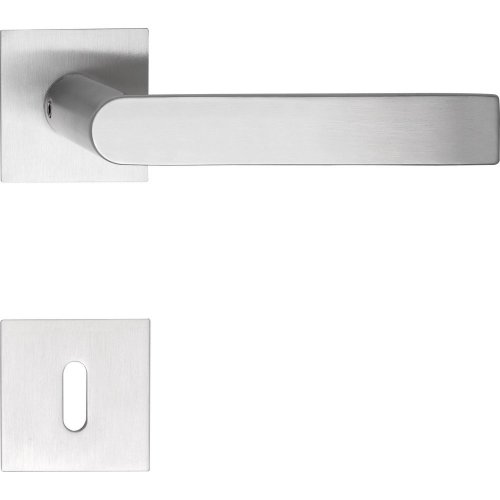 Interiérové nerezové kliky na dveře DOVER - Tvar rozety: hranatá, Provedení rozety: Rozeta WC, Tloušťka rozety: Plochá