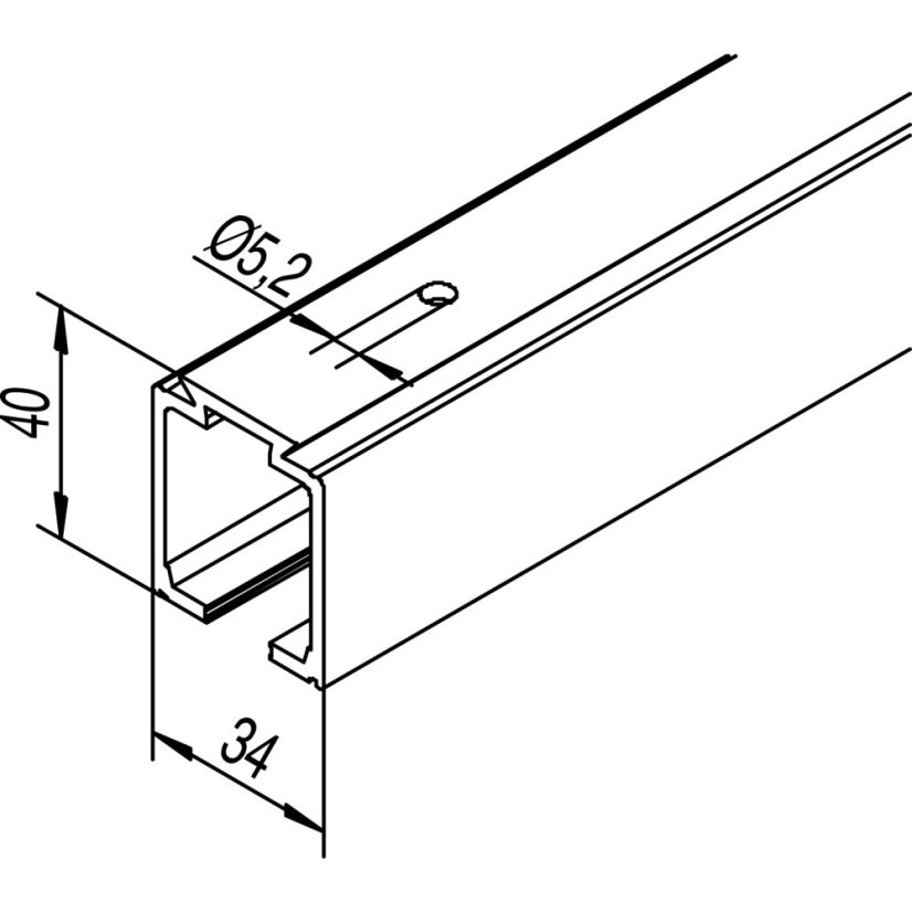 Pojezdová kolejnice na posuvné dveře HELM 140, hliník